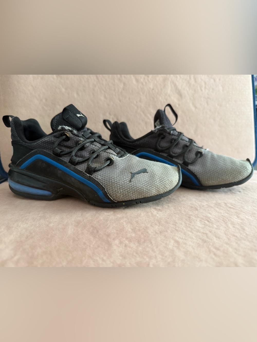 Puma Men’s Gray and Blue Mesh Training Sneakers